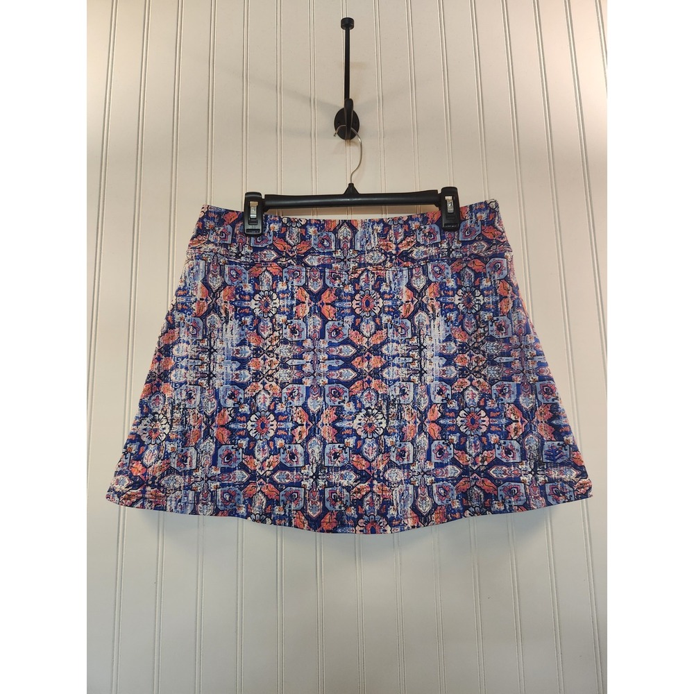 Coolibar Womens XL UPF 50+ Skort Blue Orange‎ Medallion Print W34"x16"L Active